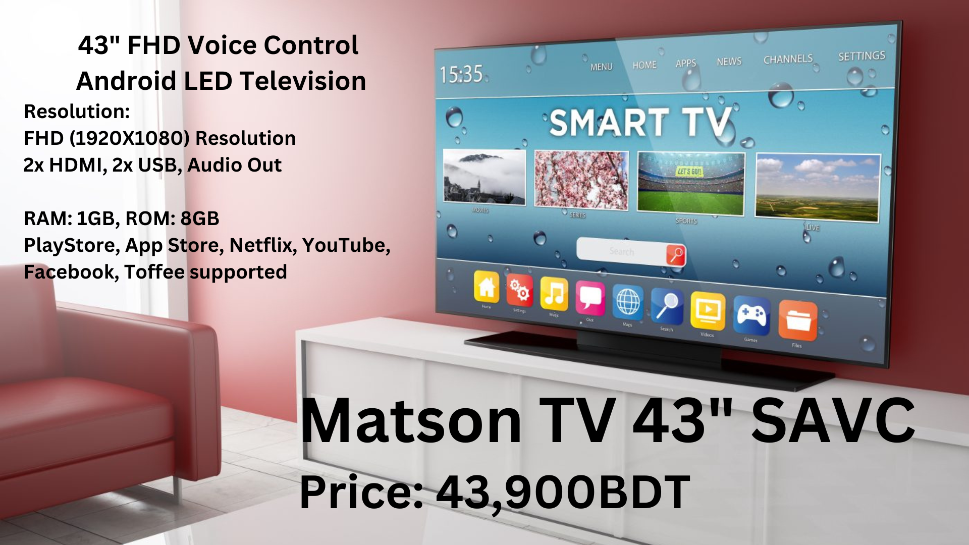 43" Full HD Voice Control TV